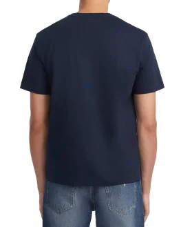 T-shirt con mix di loghi sul petto blu
