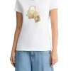 T-shirt con stampa con lucchetto bianco