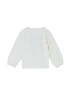 T-shirt con stampa e strass bianco