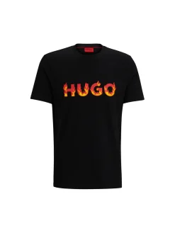 T-Shirt con stampa fiamme in jersey