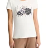 T-shirt con stampa floreale sul petto bianco