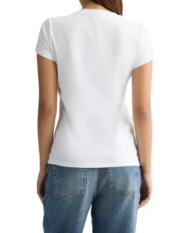 T-shirt con stampa floreale con logo bianco