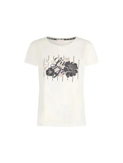 T-shirt con stampa floreale sul petto bianco