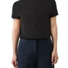 T-shirt con stampa logo glitterato nero