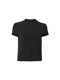 T-shirt con stampa logo glitterato nero