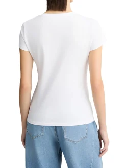T-shirt con stampa "New York" con strass bianco