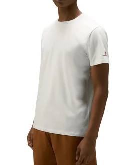 T-shirt in cotone stretch e logo panna