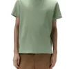 T-shirt in cotone stretch e logo verde