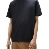 T-shirt in cotone stretch e logo blu