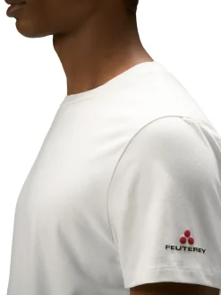 T-shirt in cotone stretch e logo panna