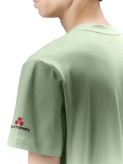 T-shirt in cotone stretch e logo verde
