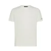 T-shirt in piquet stretch di cotone e seta panna
