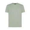 T-shirt in piquet stretch di cotone e seta verde