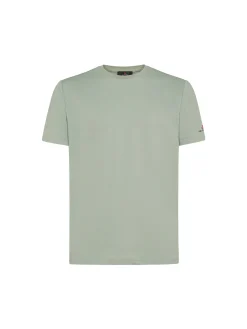 T-shirt in piquet stretch di cotone e seta verde