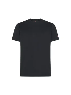 T-shirt in piquet stretch di cotone e seta blu