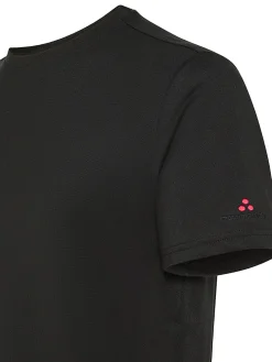 T-shirt in piquet stretch di cotone e seta nero