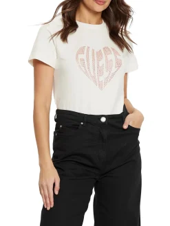 T-shirt Julia Rhinestone panna