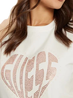 T-shirt Julia Rhinestone panna