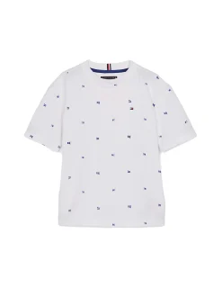 T-shirt kids con motivo bandierine allover bianco
