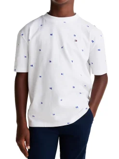 T-shirt kids con motivo bandierine allover bianco
