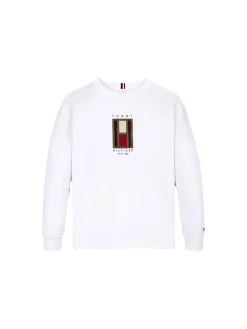 T-shirt kids con ricamo bandiera verticale bianco