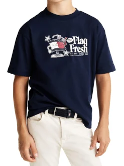T-shirt kids con stampa frontale blu