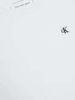 T-shirt kids mini logo badge monogram bianco