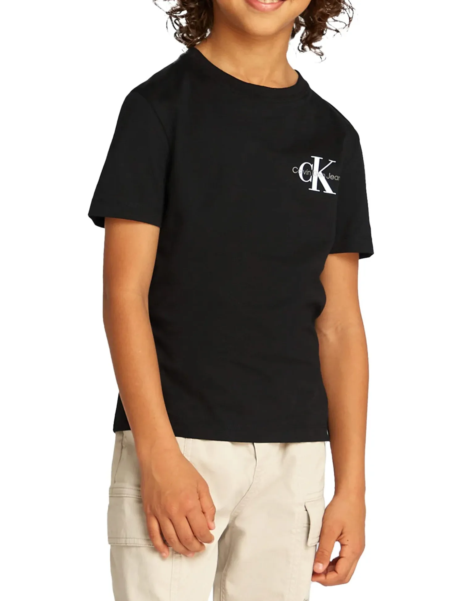 T-shirt kids monologo sul petto nero