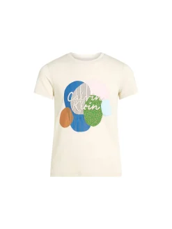 T-shirt kids stampa grafica multicolor panna