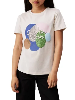 T-shirt kids stampa grafica multicolor panna