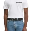 T-shirt linear box logo bianco