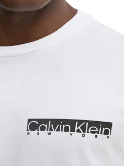 T-shirt linear box logo bianco