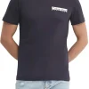T-shirt linear box logo blu