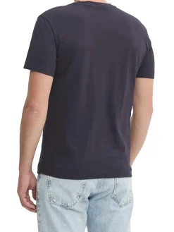 T-shirt linear box logo blu
