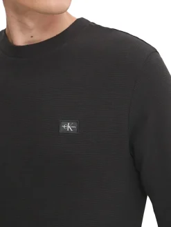 T-shirt logo label lavorazione waffle nero