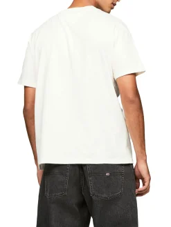T-shirt logo label relaxed fit bianco