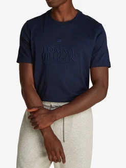 T-shirt logo ricamo blu