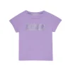 T-shirt manica corta applicazione lilla