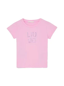 T-shirt manica corta applicazione rosa