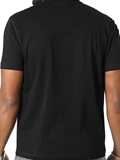 T-shirt manica corta banda logo laterale nero