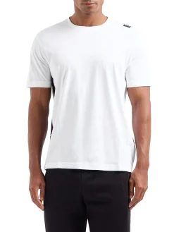 T-shirt manica corta banda logo laterale bianco