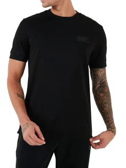 T-shirt manica corta box logo sul petto nero
