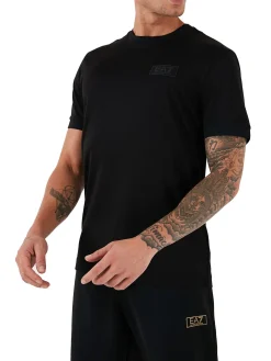 T-shirt manica corta box logo sul petto nero