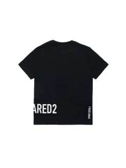T-shirt manica corta con foglia e logo laterale nero