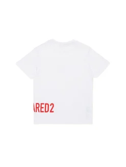 T-shirt manica corta con foglia e logo laterale bianco