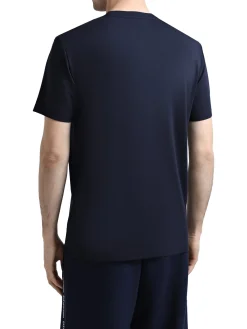 T-shirt manica corta logo patch sul petto blu