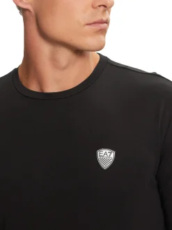 T-shirt manica corta logo patch sul petto nero