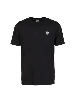 T-shirt manica corta logo patch sul petto nero