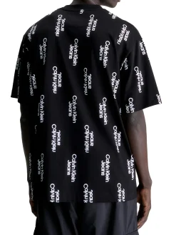 T-shirt manica corta stacked logo aop nero