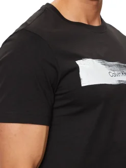 T-shirt manica corta stampa brush con logo a contrasto nero